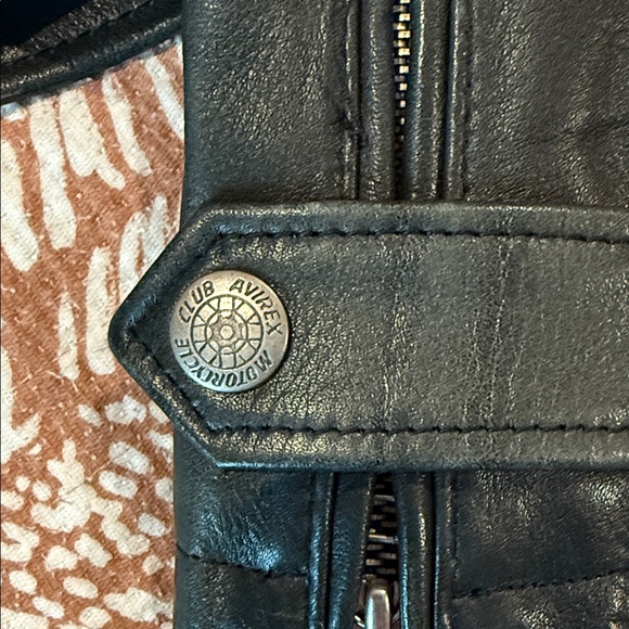 Vintage Avirex Black Leather Jacket with motor city speedway Emblem - Picture 5 of 5